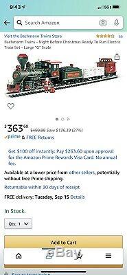 Bachmann Night Before Christmas Ready To Run Electric Train Set, Large G Scale