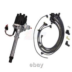 Chevy SBC Distributor Ready to Run & Plug Wire Kit Mag Tune Under Header Black