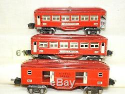 Clean Set Of Lionel O Scale Pre-war Tinplate Lighted Passenger Cars Ready To Run