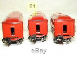 Clean Set Of Lionel O Scale Pre-war Tinplate Lighted Passenger Cars Ready To Run