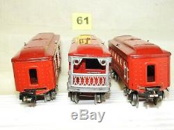 Clean Set Of Lionel O Scale Pre-war Tinplate Lighted Passenger Cars Ready To Run