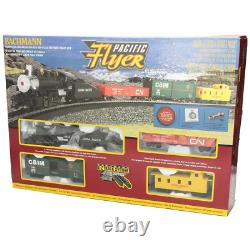 HO Scale Pacific Flyer Electric Train Set, Ready-to-Run, 0-6-0 Steam Locomotive
