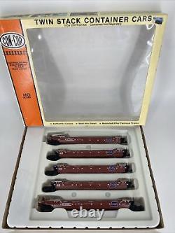 Ho Scale 187 Con-cor Bnsf 5-unit 48' Well Car Set Rtr #64087 New Old Stock