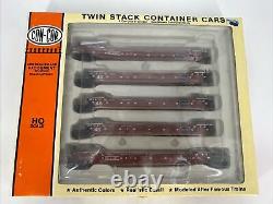 Ho Scale 187 Con-cor Bnsf 5-unit 48' Well Car Set Rtr #64087 New Old Stock