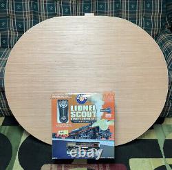 NIB! LIONEL SCOUT READY TO RUN O-GAUGE REMOTE TRAIN SET With HOMEADE TRAIN TABLE