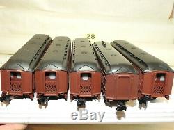 Set Of Five Lionel O Scale Pennsylvania Lighted Passenger Cars Ready To Run