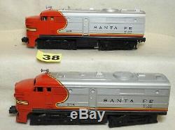 Set Of Two Lionel O Scale #218 Santa Fe Alco Aa Diesel Locomotives Ready To Run