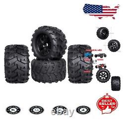 Set of Four 1/8 Scale Pre-Glued RC Monster Truck Wheels 17mm Hex Compatible