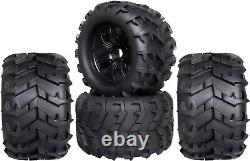 Set of Four 1/8 Scale Pre-Glued RC Monster Truck Wheels 17mm Hex Compatible