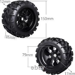 Set of Four 1/8 Scale Pre-Glued RC Monster Truck Wheels 17mm Hex Compatible