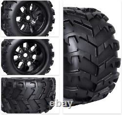 Set of Four 1/8 Scale Pre-Glued RC Monster Truck Wheels 17mm Hex Compatible