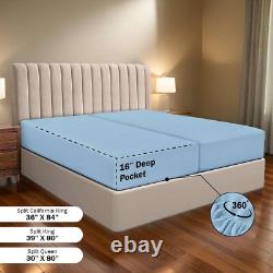 Split California King Sheets 5 Piece Adjustable Split Bed Sheet Set 100%