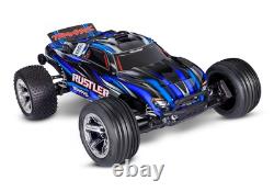 Traxxas 37354-4-BLUE Rustler BL-2S HD 1/10 2WD Stadium Truck RTR, Blue