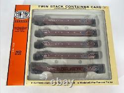 Échelle Ho 1:87 Con-cor Bnsf Ensemble de wagons à plateforme de 48 pieds en 5 parties #64151 Rtr Nouveau ancien stock