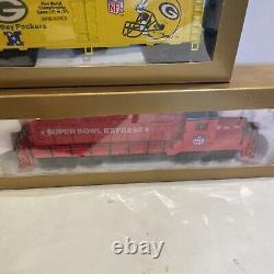 Ensemble de train Mantua Super Bowl Express prêt à rouler, certifié NFL, première édition, neuf dans sa boîte.