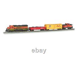 Ensemble de train de marchandises diesel BNSF Roaring Rails à l'échelle N de Bachmann, avec voies (BAC24132) - NEUF.