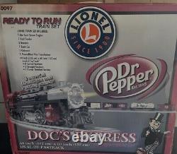 Ensemble de trains Lionel Dr. Pepper Doc's Express collectionnable prêt à rouler en échelle O, neuf dans sa boîte